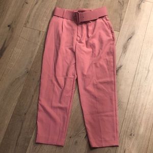 New pink high waisted Zara pants with belt, size: XL